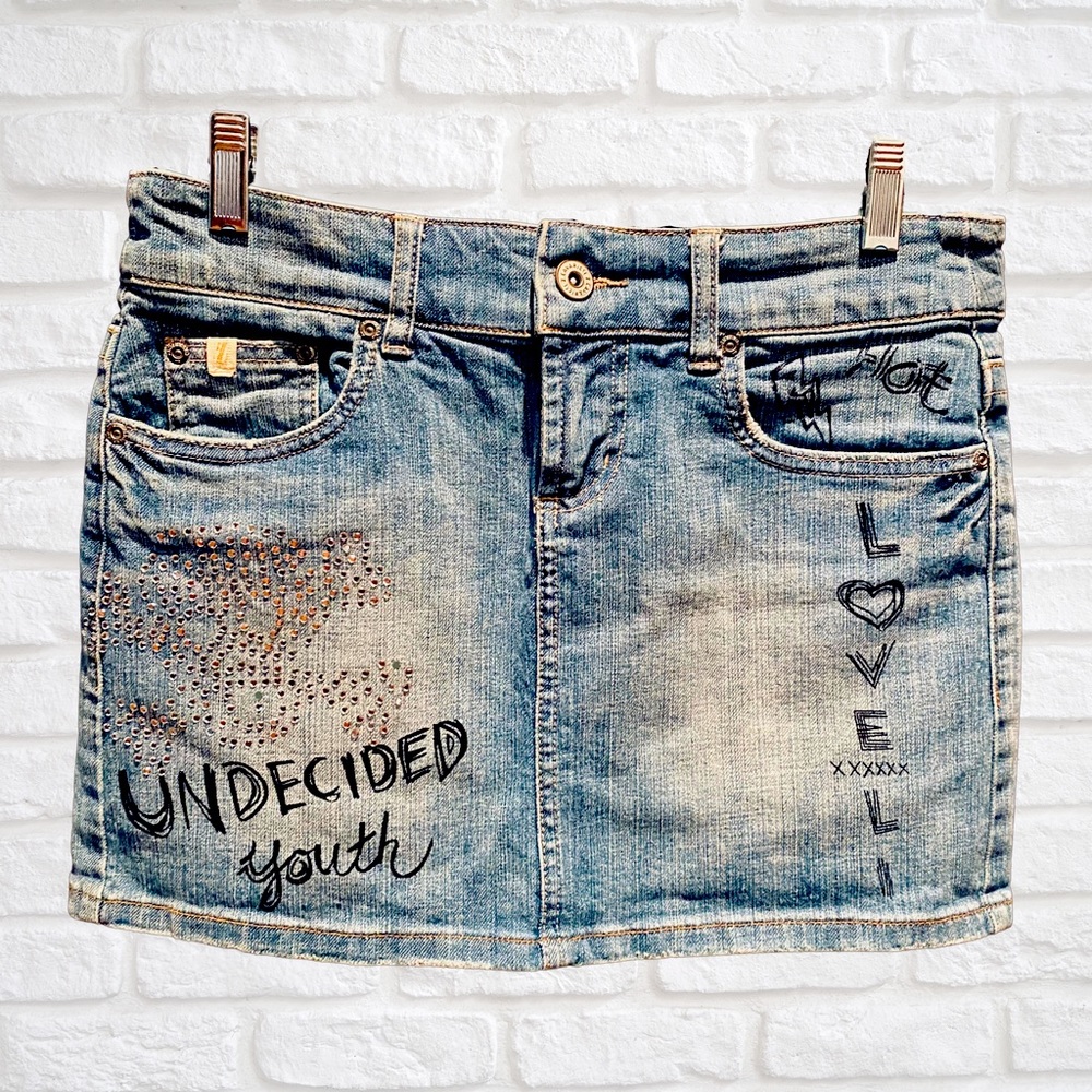 Z. Cavaricci Embellished Skull Jean Mini Skirt | 3